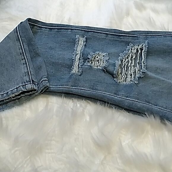 high waist button fly distressed jeans - Picture 10 of 15